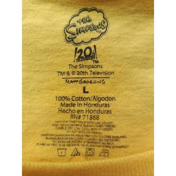 The Simpsons T-Shirt Men's Size Large Double Graphic Yellow Short Sleeve - Picture 5 of 9